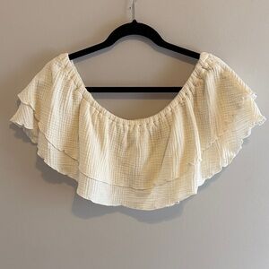 Forever 21 Cream Ruffled Blouse